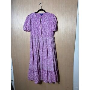 Tuckernuck Ros' Garden Women's Purple White Paisley Print Cotton Maxi Dress